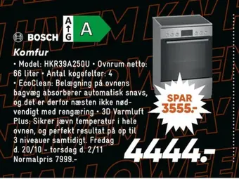 Bilka Bosch komfur tilbud