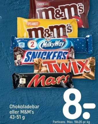 REMA 1000 Chokoladebar eller M&M's 43-51 g tilbud