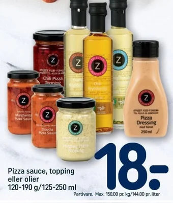 REMA 1000 Pizza sauce, topping eller olier 120-190 g/125-250 ml tilbud