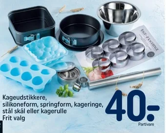 Kageudstikkere, silikoneform, springform, kageringe, stål skål eller kagerulle Frit valg