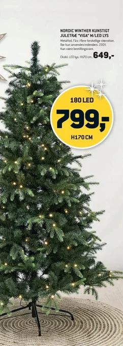 XL-BYG NORDIC WINTHER KUNSTIGT JULETRÆ "VIGA" M/LED LYS tilbud