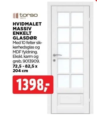 jem & fix HVIDMALET MASSIV ENKELT GLASDØR tilbud