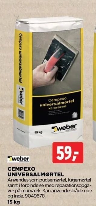 jem & fix weber CEMPEXO UNIVERSALMØRTEL tilbud