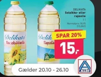 DELIKATA Solsikke- eller rapsolie