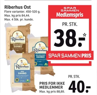 SPAR Riberhus skæreost danbo mellemlagret tilbud