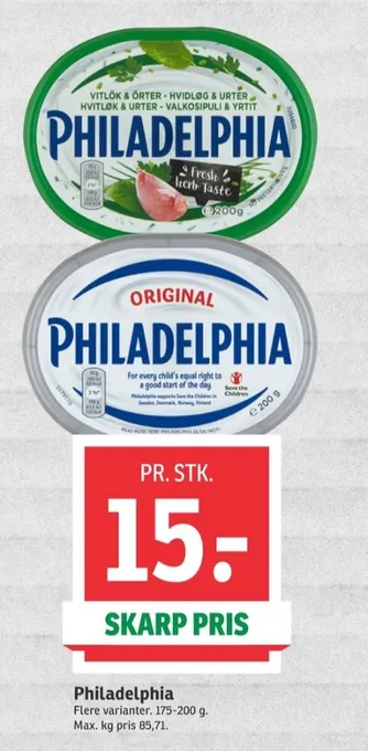 SPAR Philadelphia flødeost hvidløg & urter tilbud