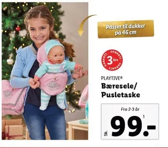 Lidl PLAYTIVE Bæresele/ Pusletaske tilbud