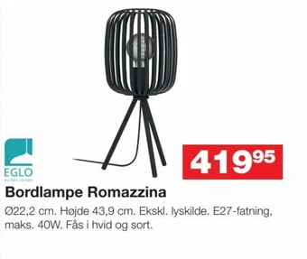 Bauhaus Bordlampe Romazzina tilbud