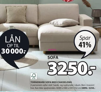 JYSK TORNEMARK SOFA MED CHAISELONG tilbud