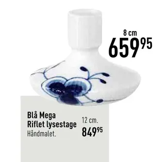 Imerco Blå mega riflet lysestage tilbud