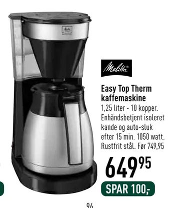 Imerco Easy top therm kaffemaskine tilbud