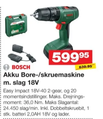 Bauhaus Grøn bore- og skruemaskine tilbud