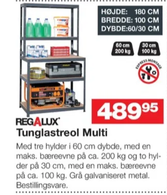 Bauhaus Regalux reol tilbud