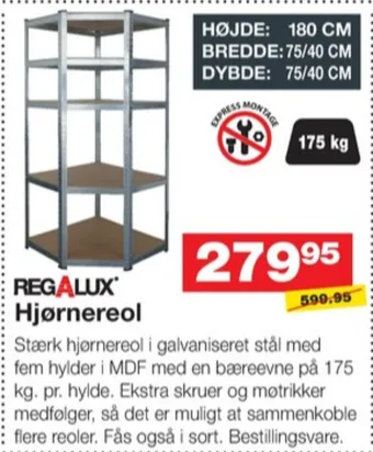 Bauhaus Regalux reol tilbud