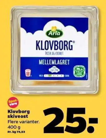 Netto Klovborg Skiveost 400 g tilbud
