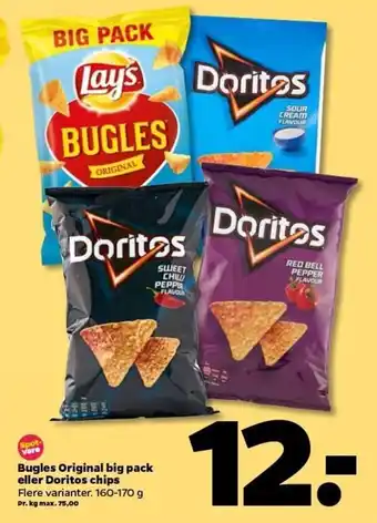 Netto Bugles Original Big Pack eller Doritos Chips 160-170 g tilbud