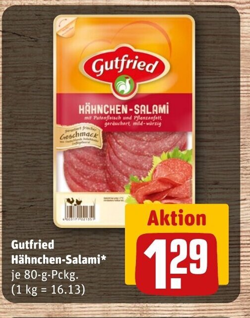 Gutfried HähnchenSalami tilbud hos REWE