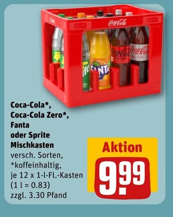 REWE DE Coca-Cola,Coca-Cola Zero, Fanta oder Sprite Mischkasten tilbud