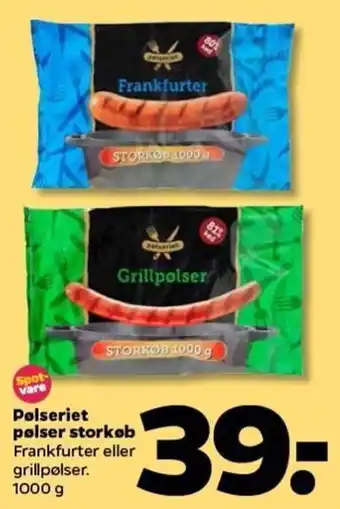 Pølseriet Pølser Storkøb Frankfurter 1000 g