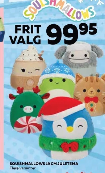 Legekæden Squishmallows 19 cm juletema tilbud