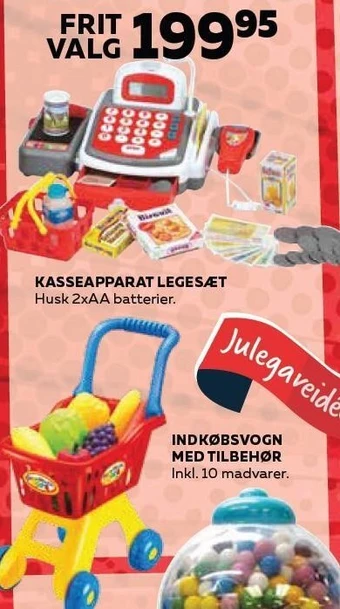 Legekæden Kasseapparat legesæt el. indkøbsvogn med tilbehør tilbud