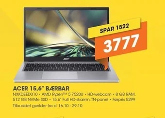 Expert Acer 15,6'' bærbar tilbud