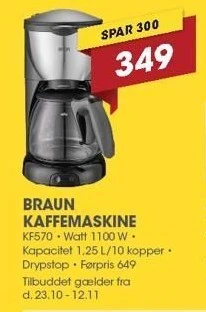 Punkt1 Braun kaffemaskine tilbud