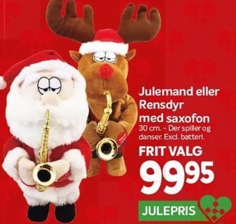 Julemand eller rensdyr med saxofon
