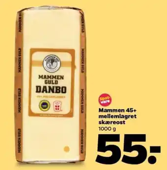 Netto Mammen 45+ Mellemlagret Skæreost 1000 g tilbud