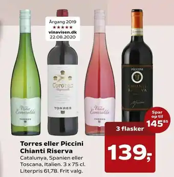Dagli'Brugsen Torres eller Piccini Chianti Riserva tilbud