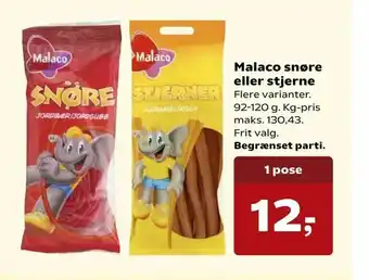 Dagli'Brugsen Malaco snøre eller stjerne tilbud