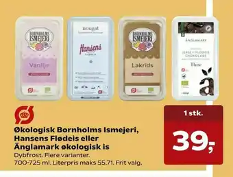 Kvickly Økologisk Bornholms Ismejeri, Hansens Flødeis eller Änglamark økologisk is tilbud
