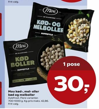 Kvickly Mou kød-, mel- eller kød og melboller tilbud