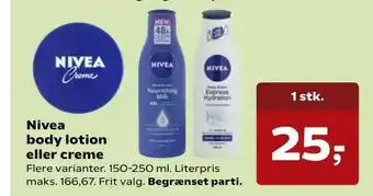 Kvickly Nivea body lotion eller creme tilbud