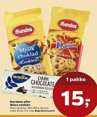 Kvickly Marabou eller Wasa cookies tilbud