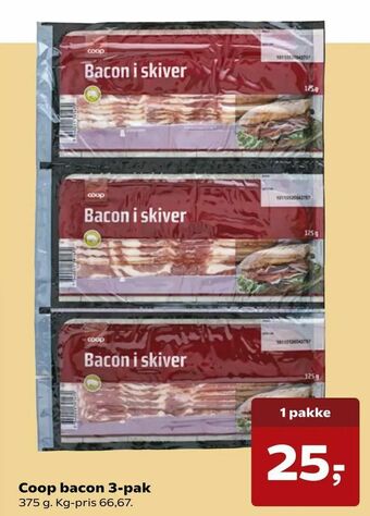 Kvickly Coop bacon 3-pak tilbud