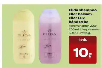 Kvickly Elida shampoo eller balsam eller Lux håndsæbe tilbud