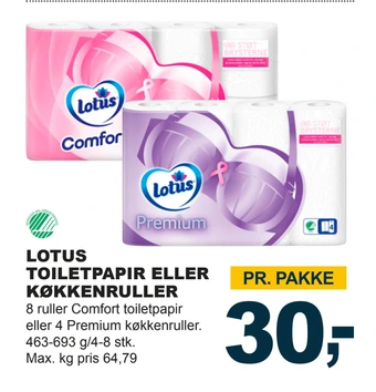 Let-Køb Lotus toiletpapir eller køkkenruller tilbud