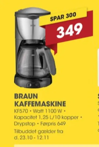Punkt1 Braun kaffemaskine tilbud
