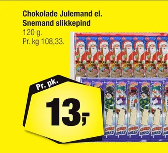 Calle Chokolade julemand el. snemand slikkepind tilbud