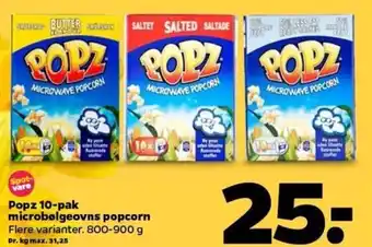 Netto Popz 10-Pak Microbølgeovns Popcorn 800-900 g tilbud