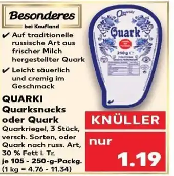 Kaufland QUARKI Quarksnacks oder Quark tilbud