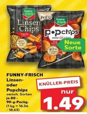 Kaufland FUNNY-FRISCH Linsen- oder Popchips tilbud