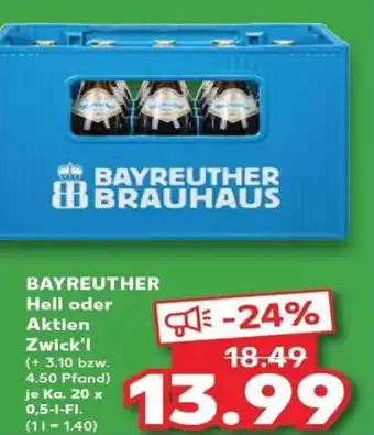 Kaufland BAYREUTHER Hell oder Aktien Zwick'l tilbud