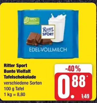 Zentralmarkt Ritter Sport Bunte Vielfalt Tafelschokolade tilbud