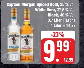 Captain Morgan Spiced Gold, 35 % Vol. White Rum, 37,5 % Vol. Black, 40 % Vol.
