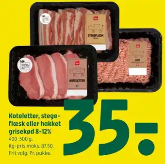 Coop 365 Koteletter, stege-flæsk eller hakket grisekød 8-12% tilbud