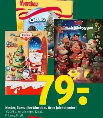 Coop 365 Kinder, Toms eller Marabou Oreo julekalender tilbud