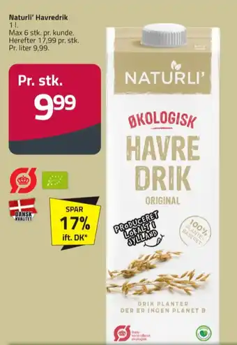 Fleggaard Naturli' havredrik tilbud