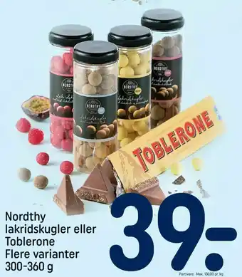 REMA 1000 Nordthy lakridskugler eller Toblerone tilbud